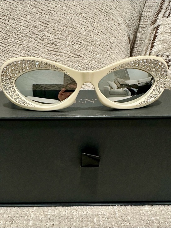 Valentino Accessories - Valentino Eyewear Creme Cat-Eye Crystal Frame Sunglasses